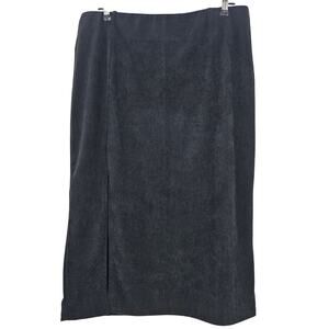 Halara Womans size XL High Waisted Midi Hem Corduroy Casual Skirt Slit Black